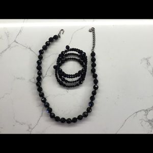 Carolee black bead necklace with matching bracelet.